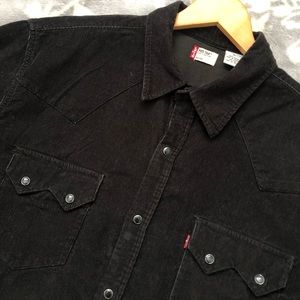 Levi's Western Barstow Sawtooth Black Corduroy Shirt